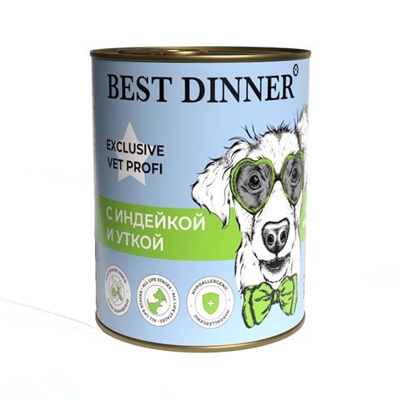  Best Dinner Dog Hypoallergenic консерва для собак Индейка с уткой 340г