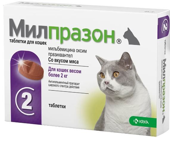  Милпразон антигельминтик для кошек от 2 кг (16/40 мг) цена за 1 таб для питомцев

