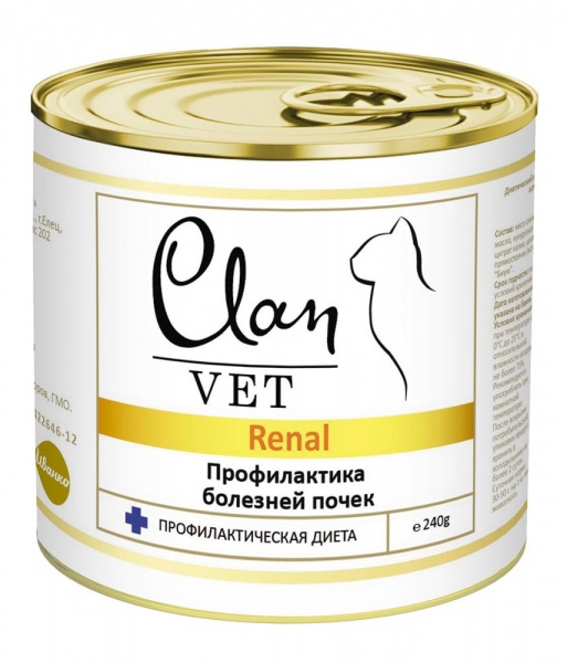  Clan Vet Renal диетические консервы для кошек профилактика болезней почек 240 г