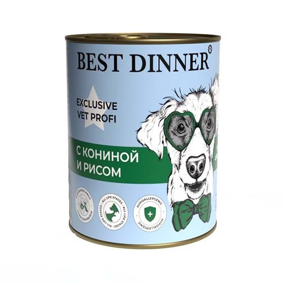  Best Dinner Dog Hypoallergenic консерва для собак Конина с рисом 340г