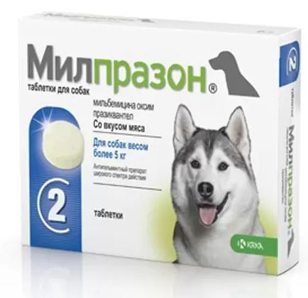  Милпразон антигельминтик для собак от 5 кг (12,5/125 мг) цена за 1 таб для питомцев
