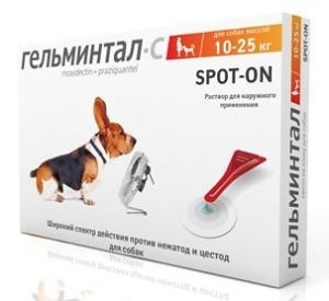  Гельминтал Спот-Он для собак 10-25 кг для питомцев
