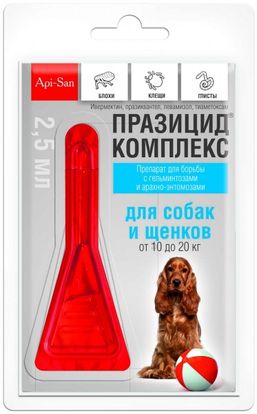 Празицид-Комплекс капли для собак 10-20кг для питомцев
