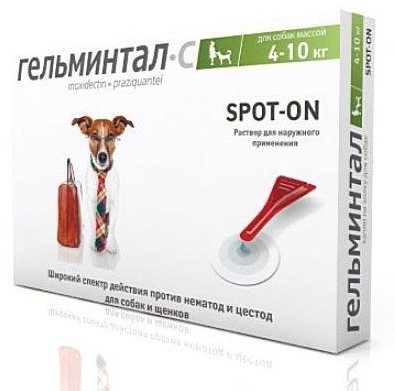  Гельминтал Спот-Он для собак 4-10 кг для питомцев
