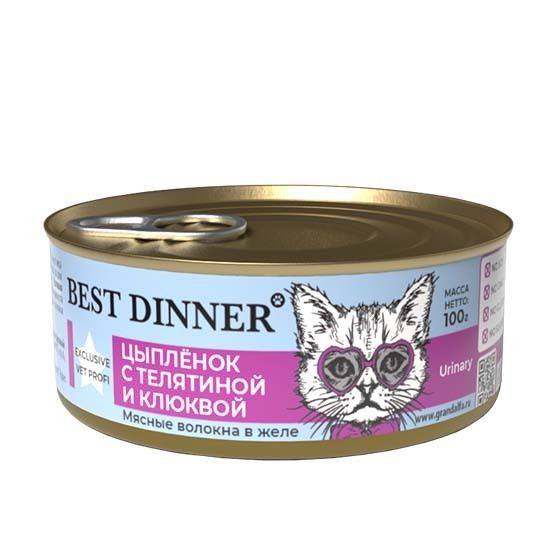  Best Dinner Cat Urinary консерва для кошек Цыпленок с телятиной и клюквой 100 г