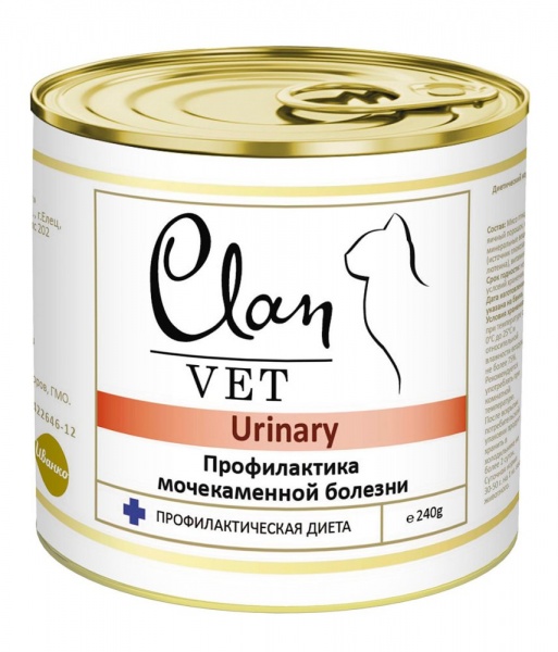  Clan Vet Urinary диетические консервы для кошек профилактика МКБ 240 г