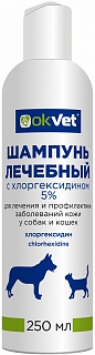  OkVet Шампунь лечебный с хлоргексидином 250 мл для питомцев
